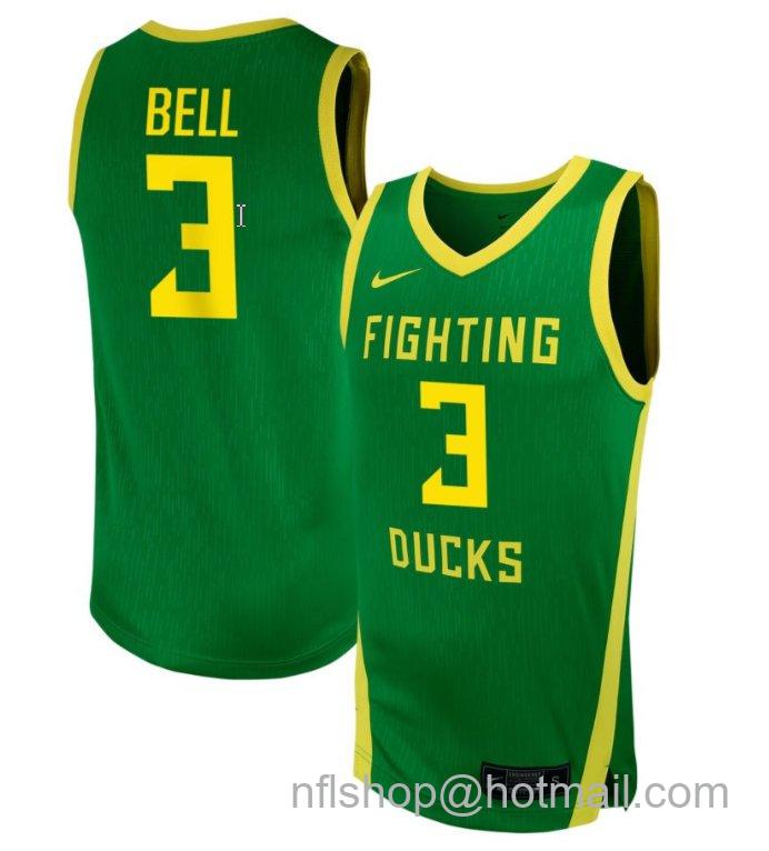 Men's Oregon Ducks Sofia Bell #3 NIL Basketball Green Stitched Jersey