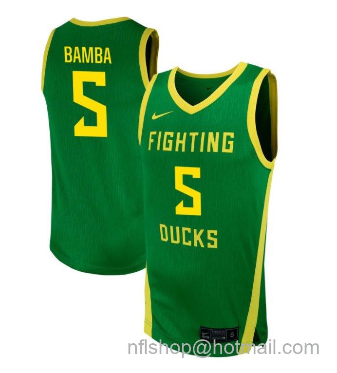 Men's Oregon Ducks TJ Bamba #5 NIL Basketball Green Stitched Jersey