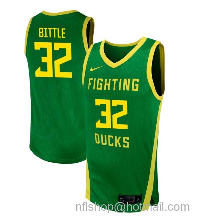 Men's Oregon Ducks Nate Bittle #32 NIL Basketball Green Stitched Jersey