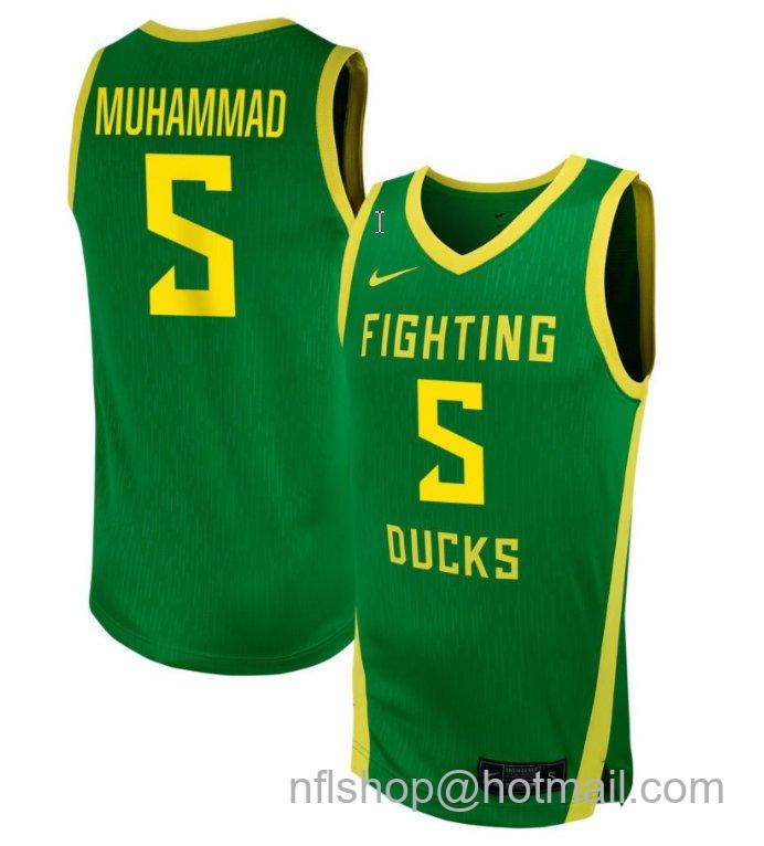 Men's Oregon Ducks Amina Muhammad #5 NIL Basketball Green Stitched Jersey