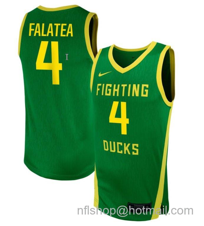 Men's Oregon Ducks Nani Falatea #4 NIL Basketball Green Stitched Jersey