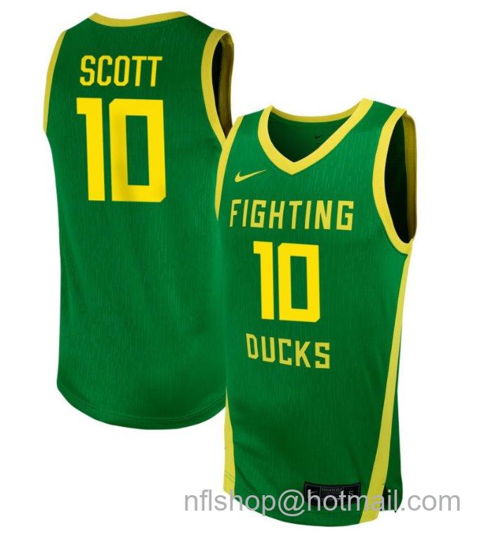 Men's Oregon Ducks Peyton Scott #10 NIL Basketball Green Stitched Jersey