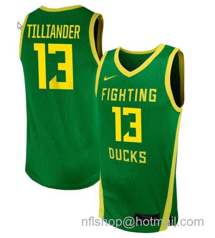 Men's Oregon Ducks Filippa Tilliander #13 NIL Basketball Green Stitched Jersey