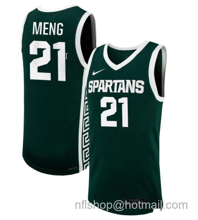 Men's Michigan State Spartans Mary Meng #21 NIL Basketball Green Stitched Jersey