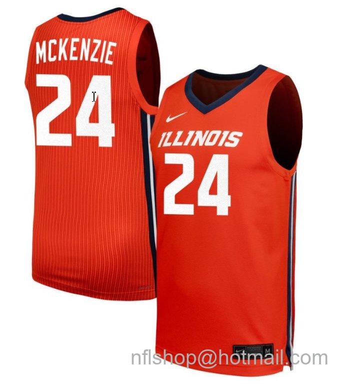 Men's Illinois Fighting Illini Adalia McKenzie #24 NIL Basketball Orange Stitched Jersey