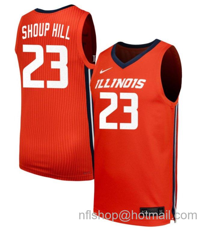 Men's Illinois Fighting Illini Brynn Shoup Hill #23 NIL Basketball Orange Stitched Jersey