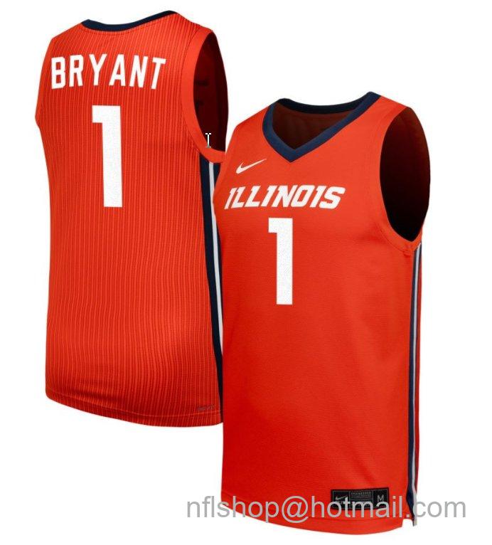 Men's Illinois Fighting Illini Genesis Bryant #1 NIL Basketball Orange Stitched Jersey