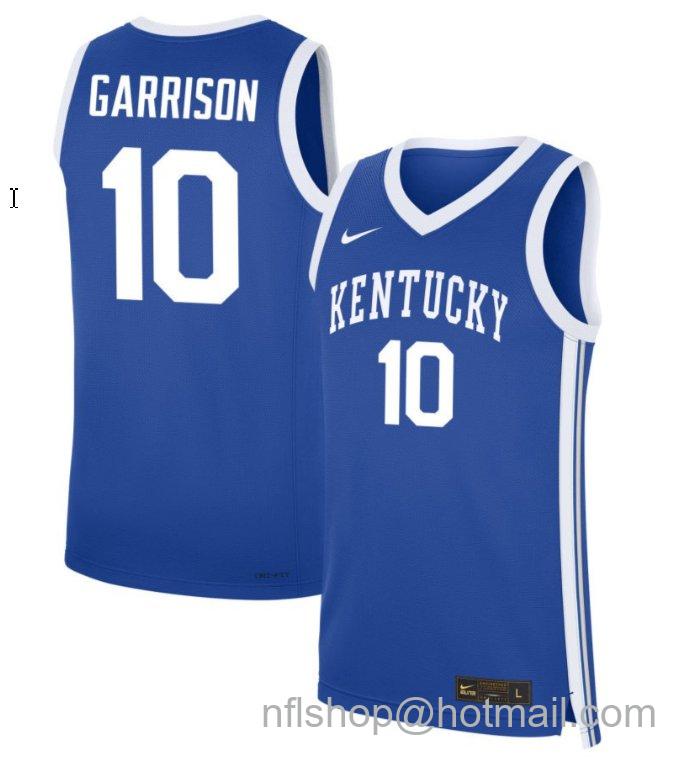 Men's Kentucky Wildcats Brandon Garrison #10 NIL Basketball Royal Stitched Jersey