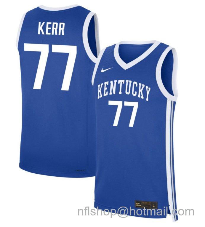 Men's Kentucky Wildcats Krissa Kerr #77 NIL Basketball Royal Stitched Jersey