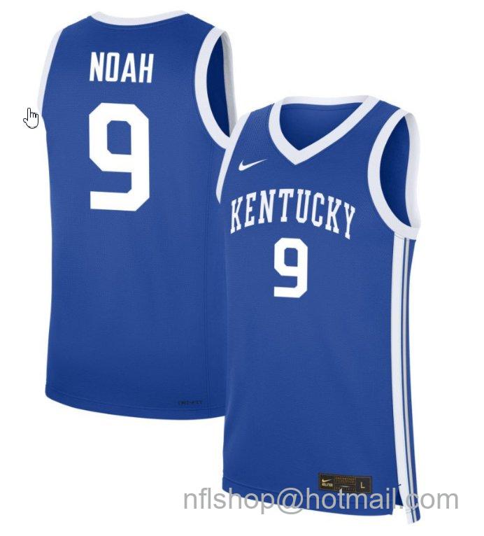 Men's Kentucky Wildcats Trent Noah #9 NIL Basketball Royal Stitched Jersey