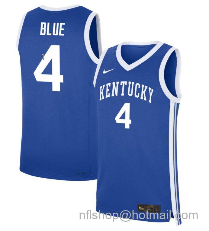 Men's Kentucky Wildcats Lexi Blue #4 NIL Basketball Royal Stitched Jersey