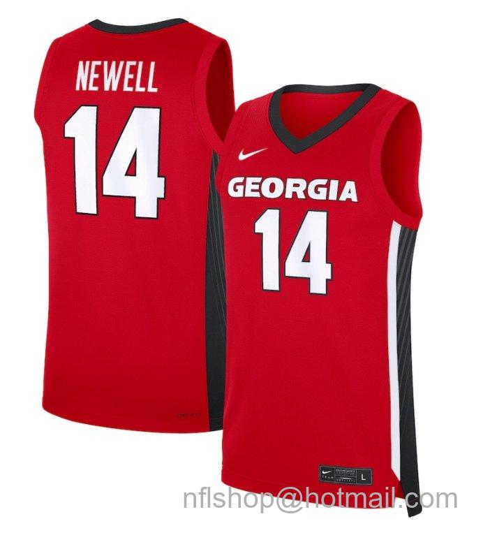 Men's Georgia Bulldogs Asa Newell #14 NIL Basketball Red Stitched Jersey