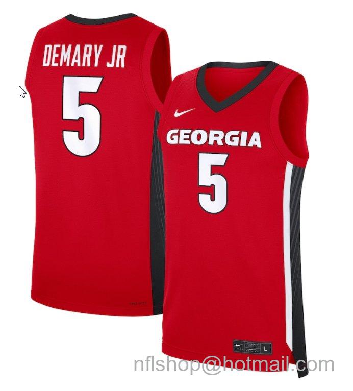 Men's Georgia Bulldogs Silas Demary Jr #5 NIL Basketball Red Stitched Jersey