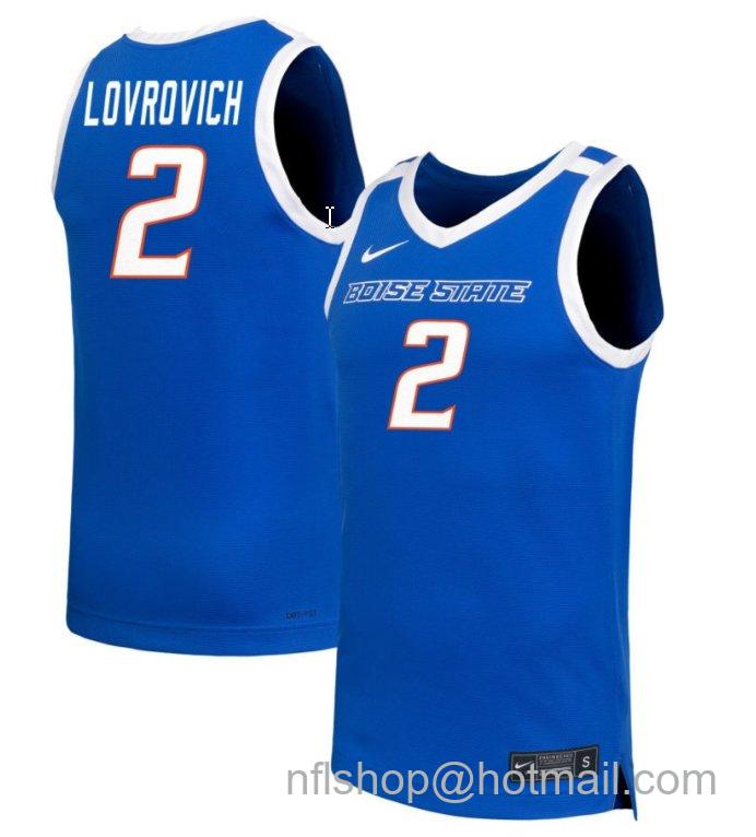 Men's Boise State Broncos Linsey Lovrovich #2 NIL Basketball Royal Stitched Jersey