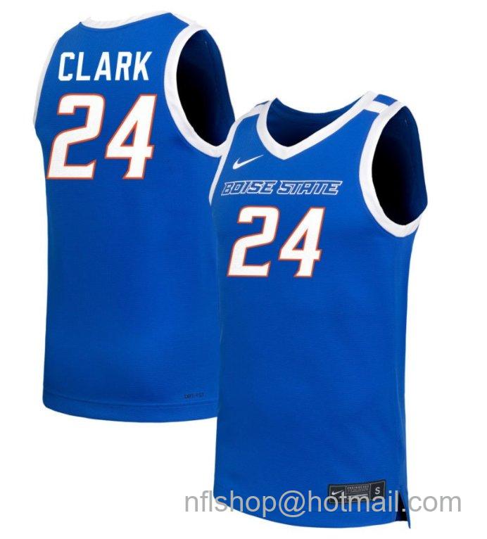 Men's Boise State Broncos Jayda Clark #24 NIL Basketball Royal Stitched Jersey