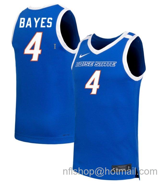 Men's Boise State Broncos Dani Bayes #4 NIL Basketball Royal Stitched Jersey