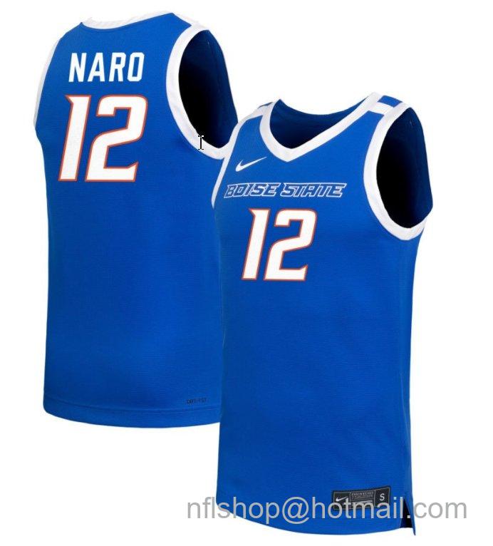 Men's Boise State Broncos Mary Kay Naro #12 NIL Basketball Royal Stitched Jersey