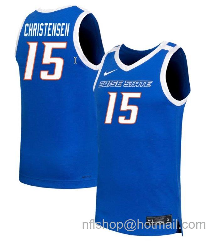 Men's Boise State Broncos Alyssa Christensen #15 NIL Basketball Royal Stitched Jersey