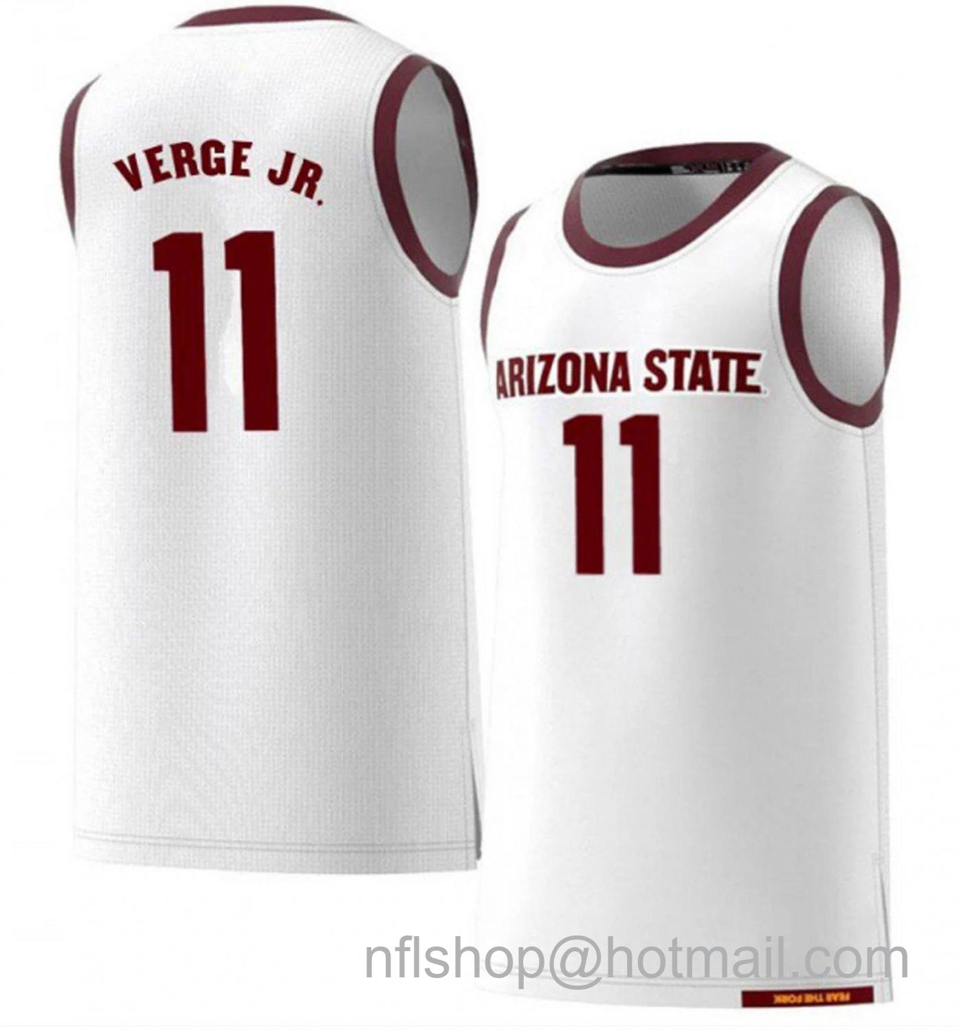 Men's Arizona State Sun Devils Alonzo Verge College Basketball White #11 Stitched Jersey