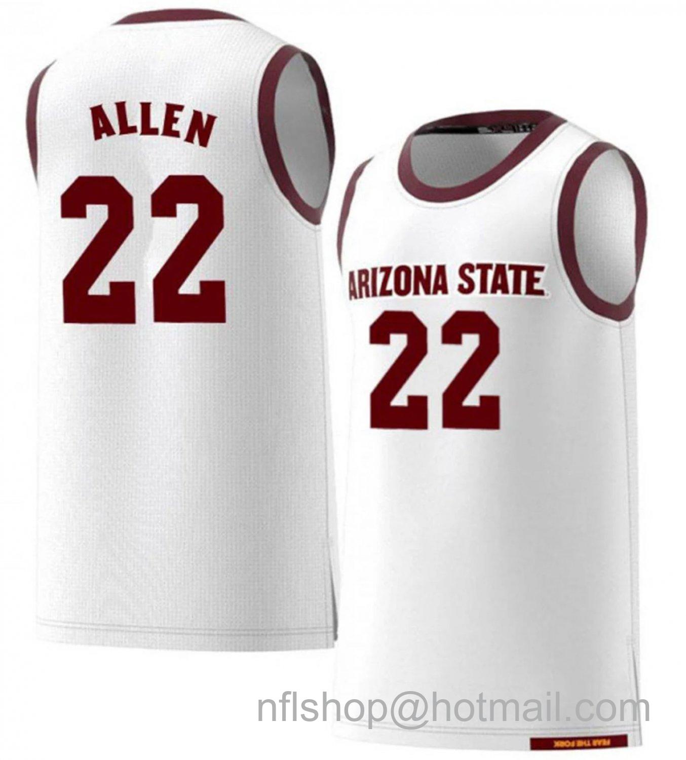 Men's Arizona State Sun Devils Andre Allen College Basketball White #22 Stitched Jersey