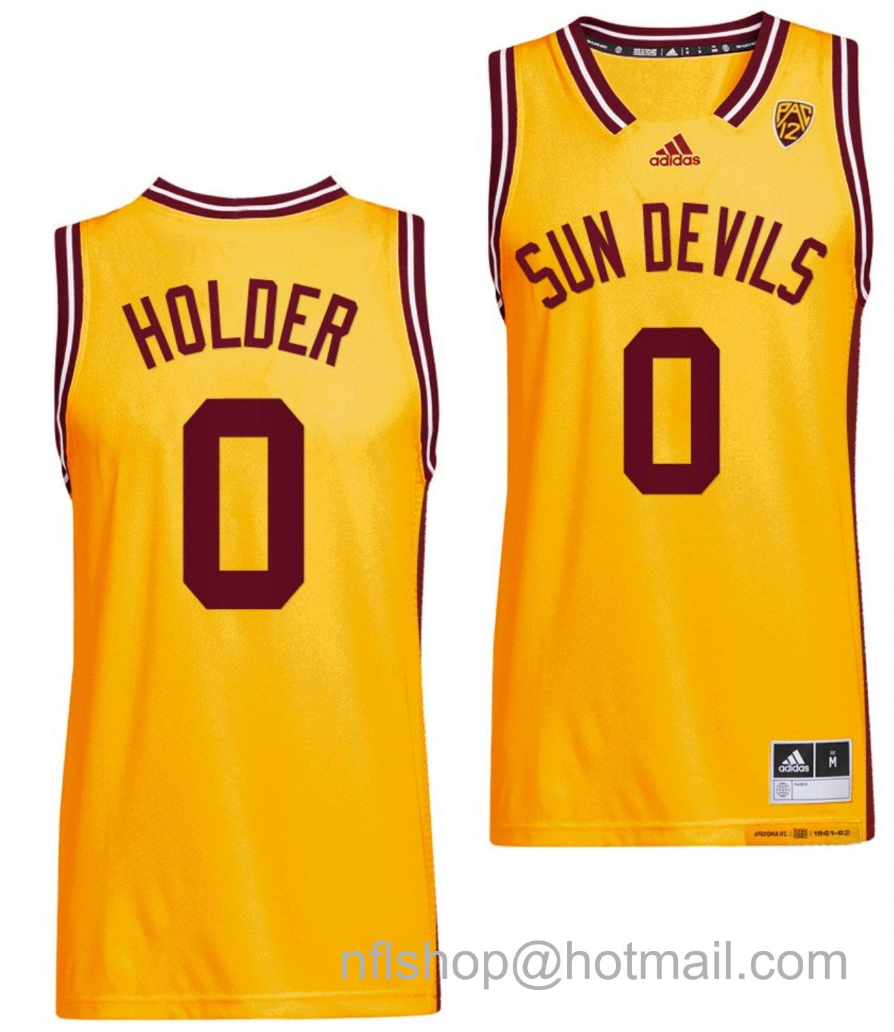 Men's Arizona State Sun Devils Tra Holder College Basketball Gold #0 Stitched Jersey