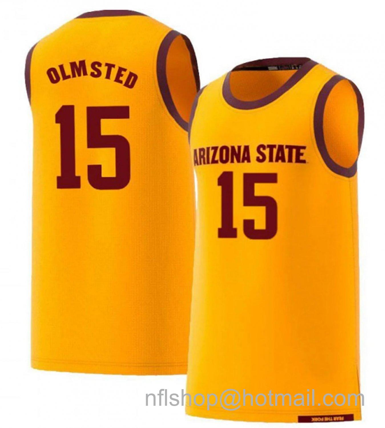 Men's Arizona State Sun Devils John Olmsted College Basketball Yellow #15 Stitched Jersey