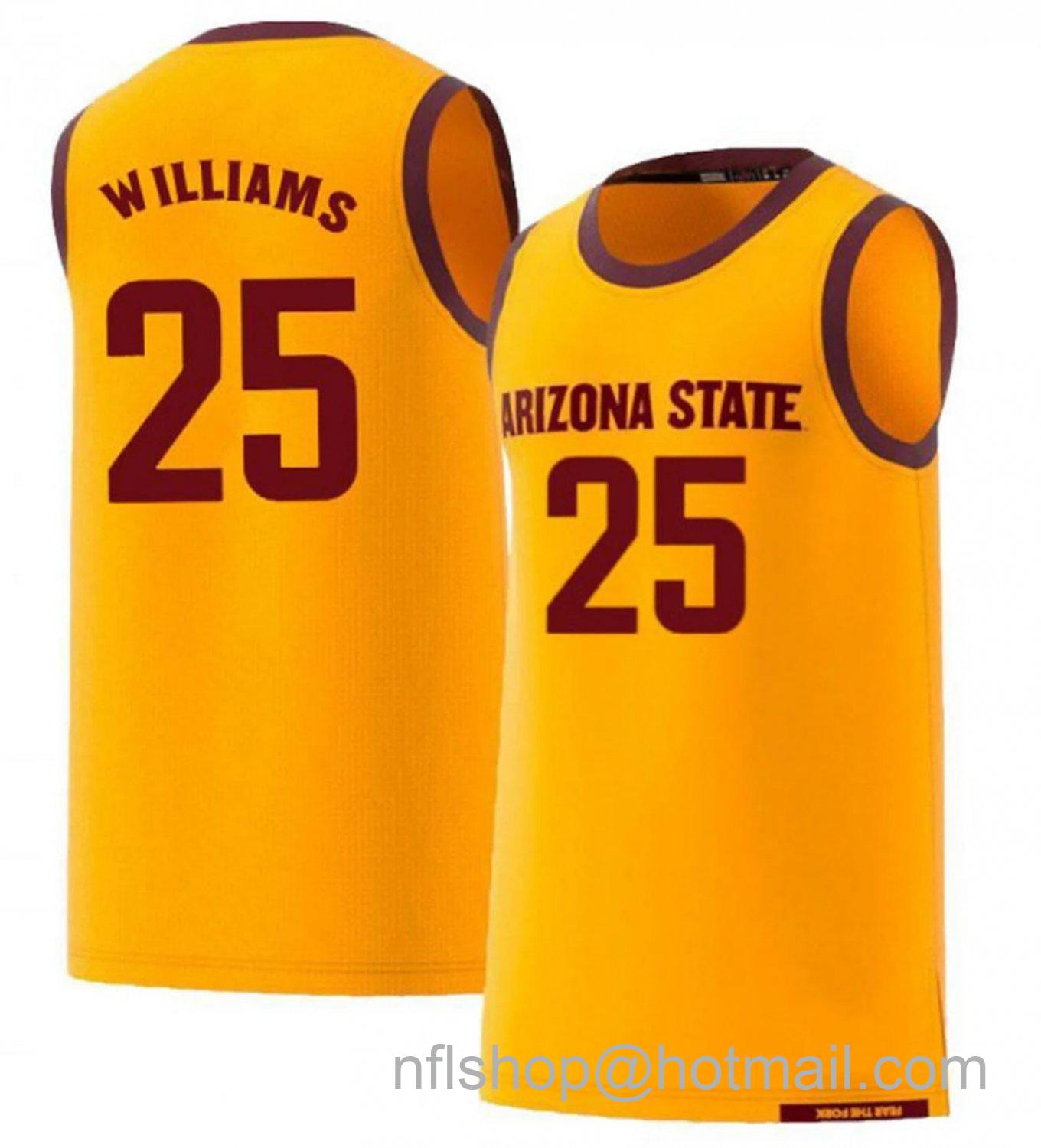 Men's Arizona State Sun Devils Jordan Williams College Basketball Yellow #25 Stitched Jersey