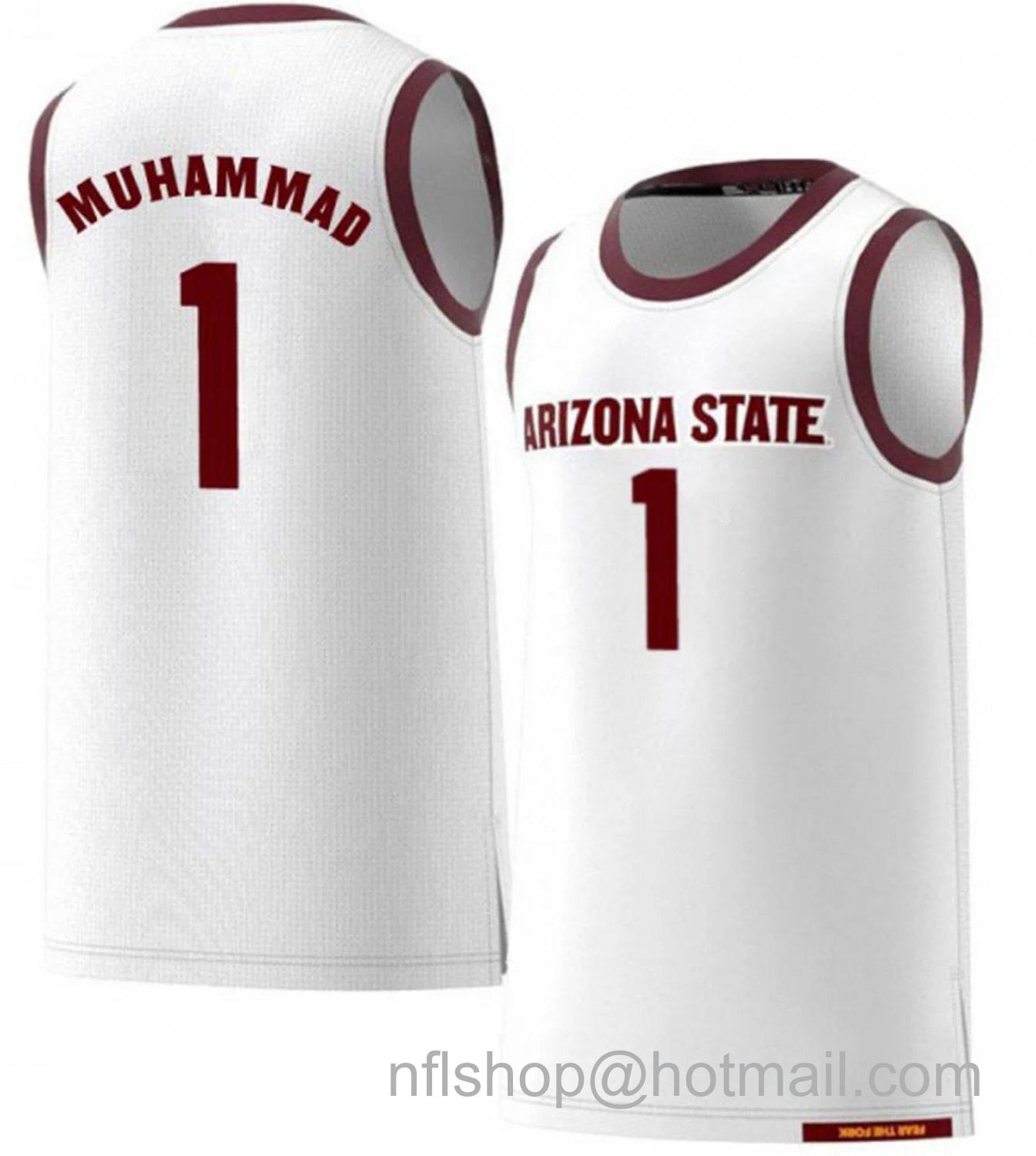 Men's Arizona State Sun Devils Luther Muhammad College Basketball White #1 Stitched Jersey