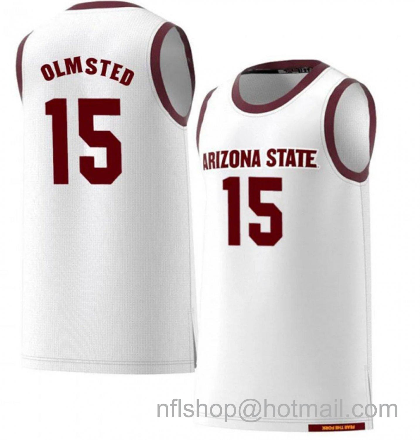 Men's Arizona State Sun Devils John Olmsted College Basketball White #15 Stitched Jersey