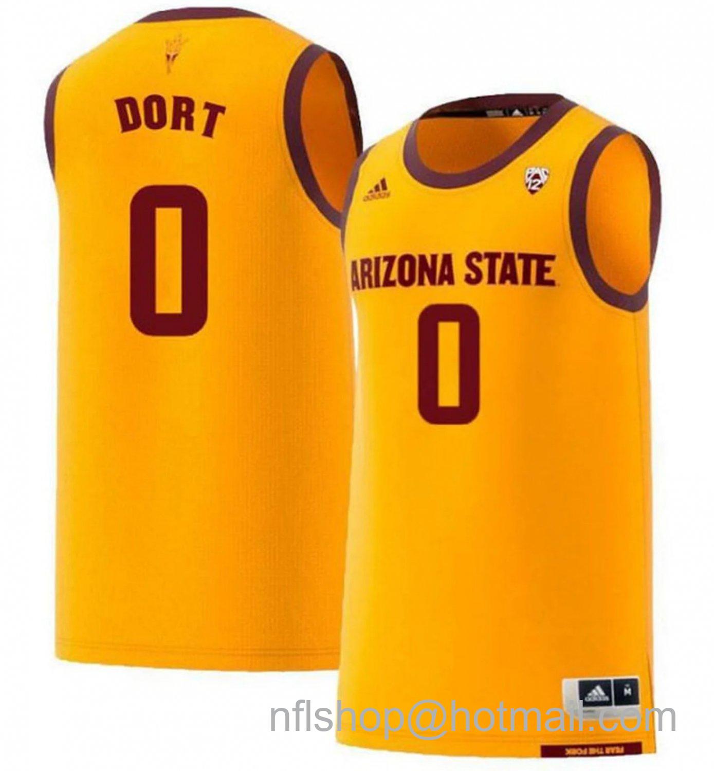 Men's Arizona State Sun Devils Luguentz Dort College Basketball Yellow #0 Stitched Jersey