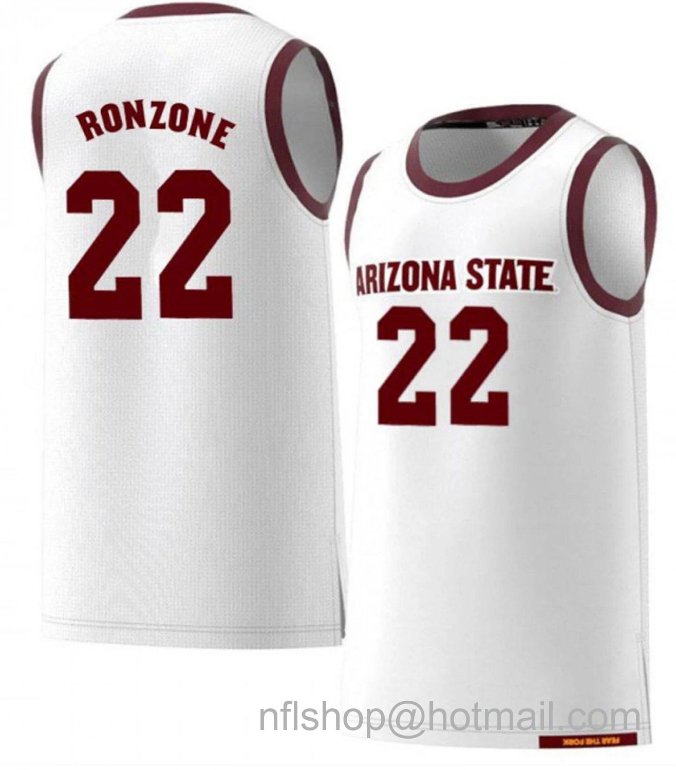 Men's Arizona State Sun Devils Austin Ronzone College Basketball White #22 Stitched Jersey