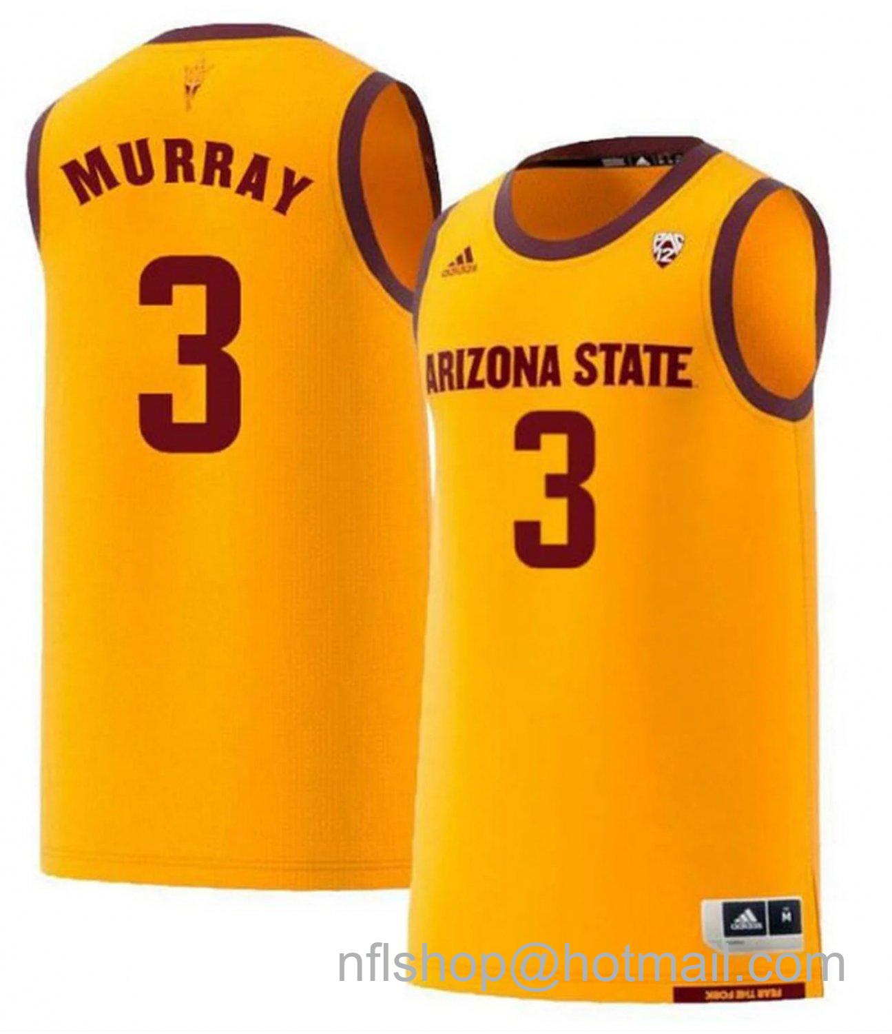 Men's Arizona State Sun Devils Chance Murray College Basketball Yellow #3 Stitched Jersey