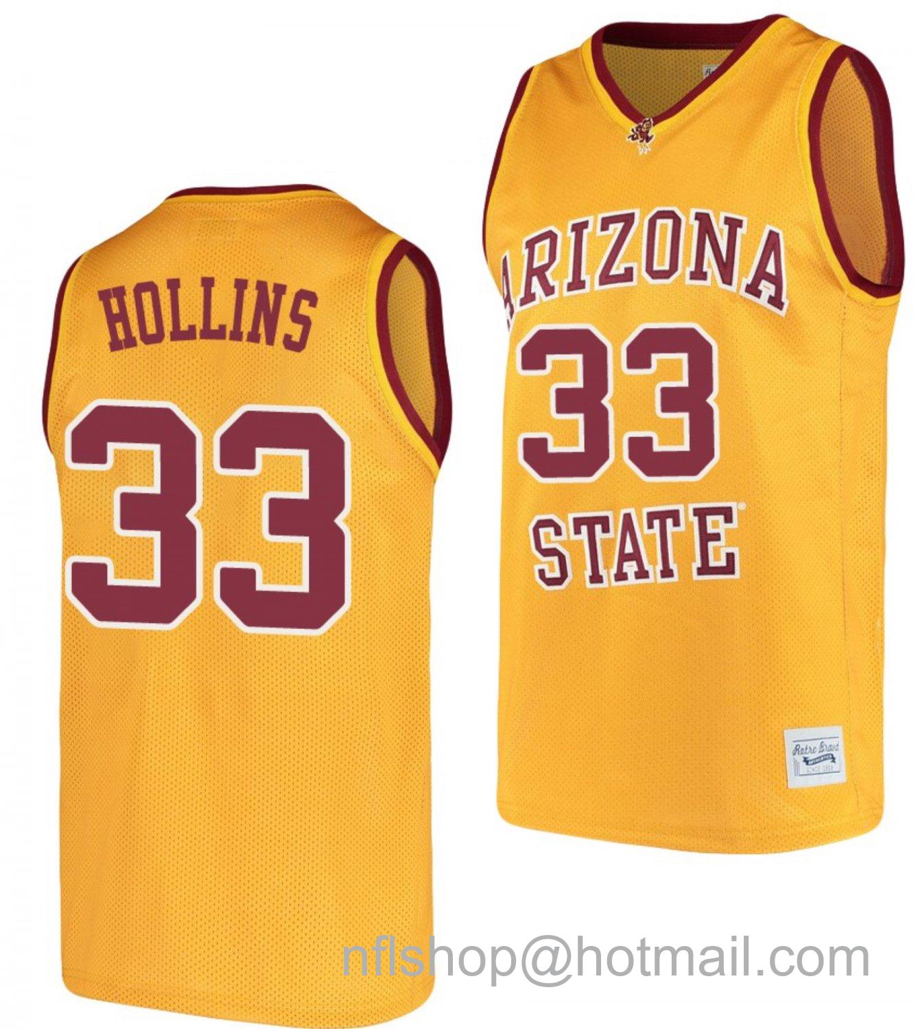 Men's Arizona State Sun Devils Lionel Hollins College Basketball Gold #33 Stitched Jersey