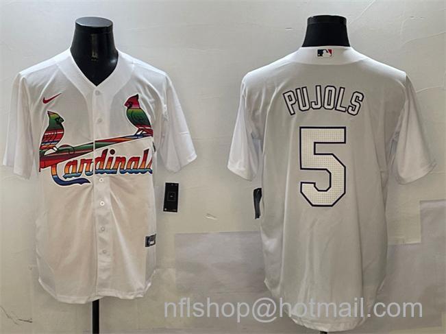 Men's St. Louis Cardinals #5 Albert Pujols White Cool Base Stitched Baseball Jersey