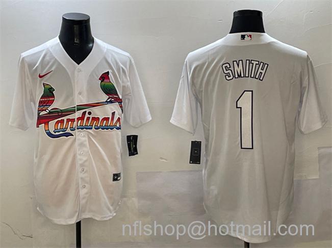 Men's St. Louis Cardinals #1 Ozzie Smith White Cool Base Stitched Baseball Jersey