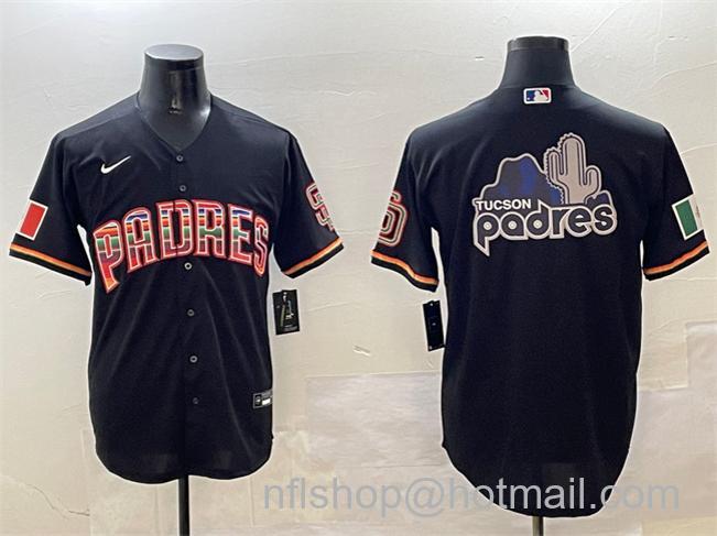 Men's San Diego Padres Team Big Logo Black Mexico Cool Base Stitched Baseball Jersey