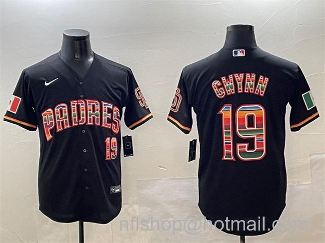 Men's San Diego Padres #19 Tony Gwynn Black Mexico Cool Base Stitched Baseball Jersey