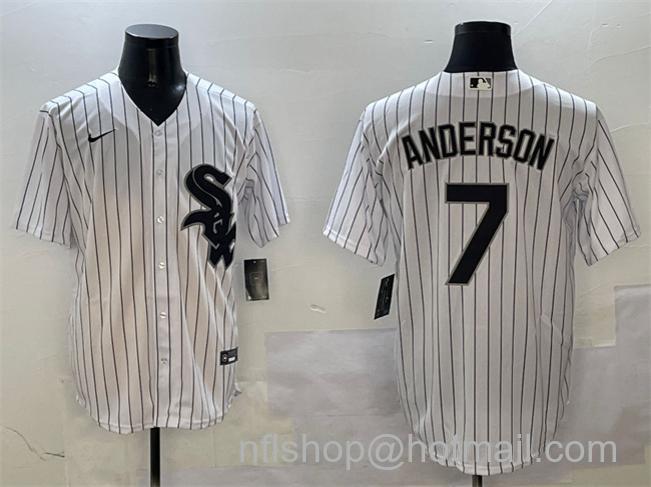 Men's Chicago White Sox #7 Tim Anderson White Cool Base Stitched Baseball Jersey