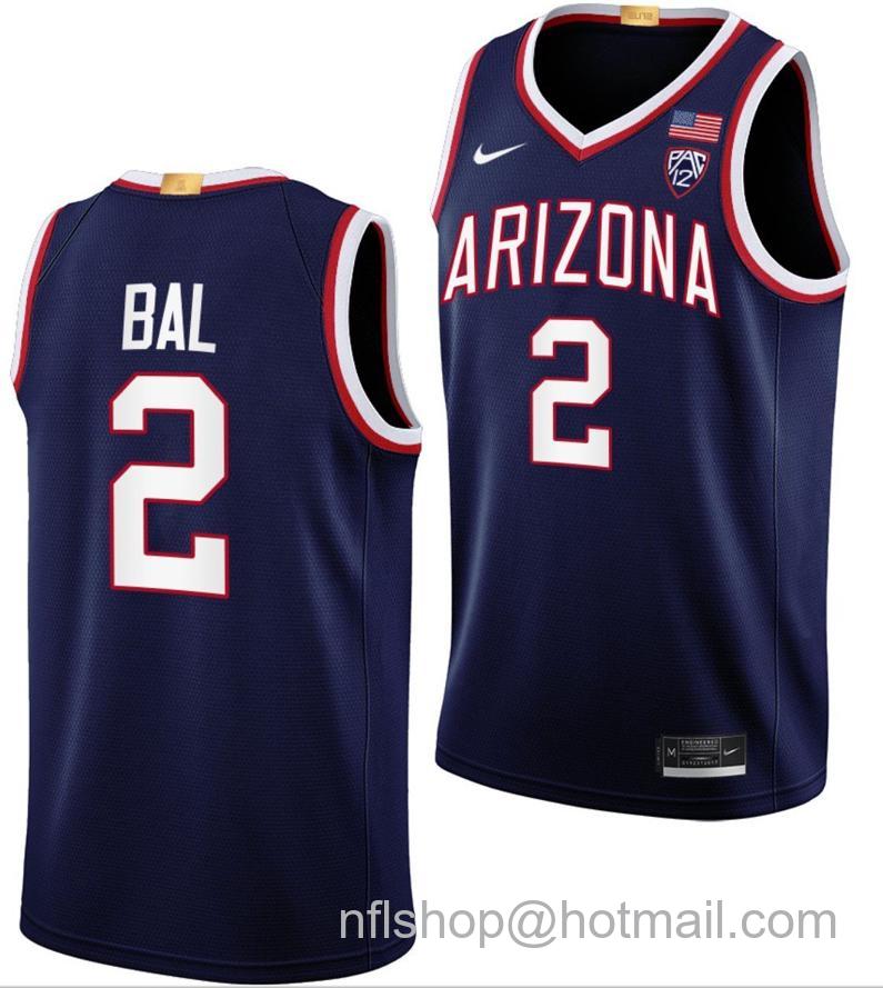 Men's Arizona Wildcats Adama Bal College Basketball Navy #2 Stitched Jersey