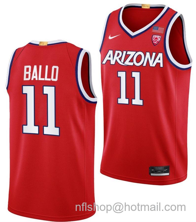 Men's Arizona Wildcats Oumar Ballo College Basketball Red #11 Stitched Jersey