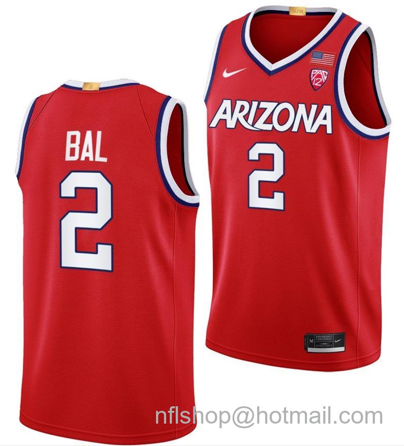 Men's Arizona Wildcats Adama Bal College Basketball Red #2 Stitched Jersey