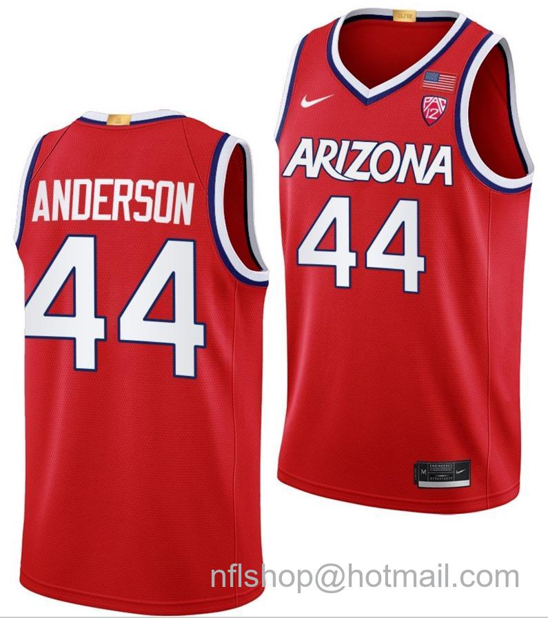 Men's Arizona Wildcats Dylan Anderson College Basketball Red #44 Stitched Jersey