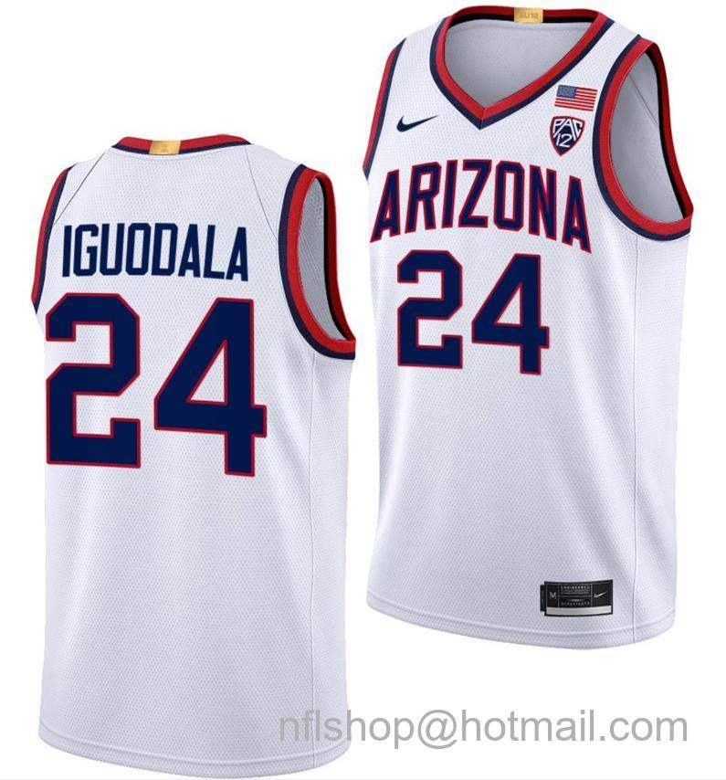 Men's Arizona Wildcats Andre Iguodala College Basketball Limited White #24 Stitched Jersey