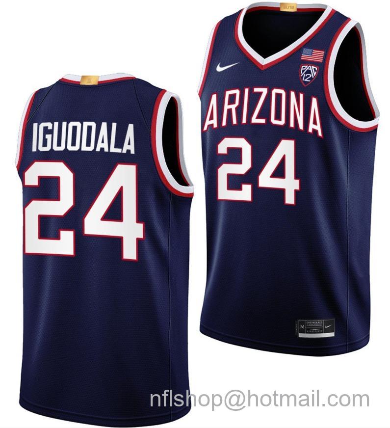 Men's Arizona Wildcats Andre Iguodala College Basketball Navy #24 Stitched Jersey