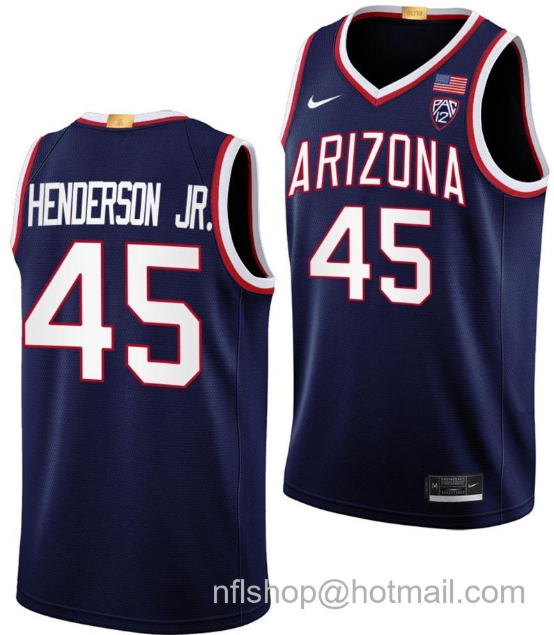 Men's Arizona Wildcats Cedric Henderson Jr College Basketball Navy #45 Stitched Jersey