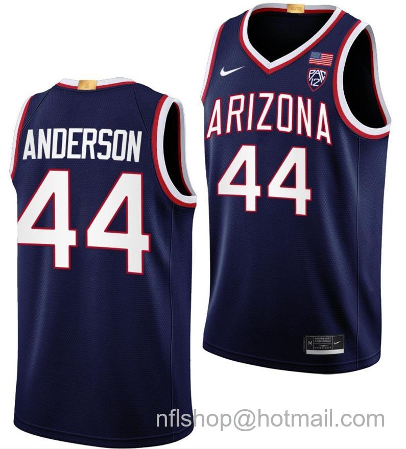 Men's Arizona Wildcats Dylan Anderson College Basketball Navy #44 Stitched Jersey