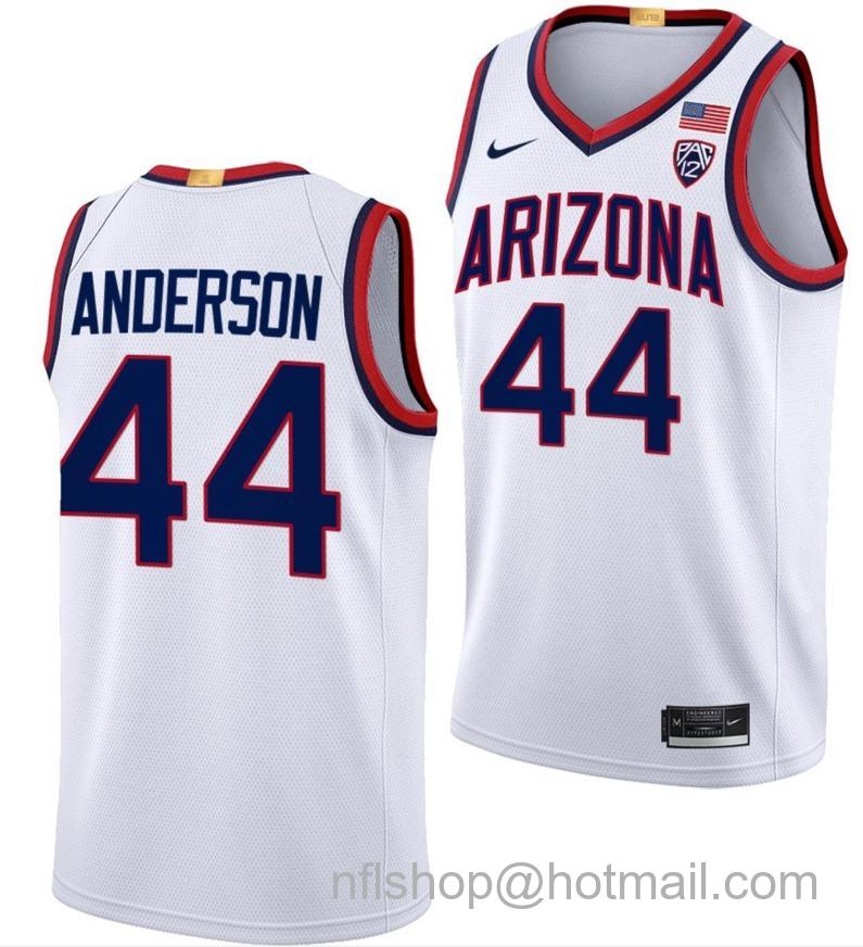 Men's Arizona Wildcats Dylan Anderson College Basketball Limited White #44 Stitched Jersey