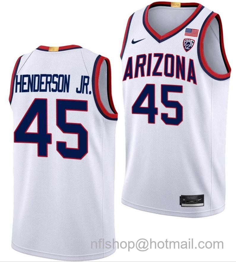 Men's Arizona Wildcats Cedric Henderson Jr College Basketball Limited White #45 Stitched Jersey