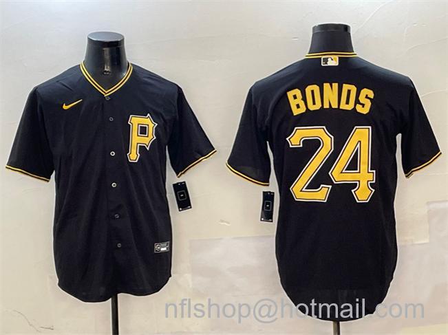 Men's Pittsburgh Pirates #24 Barry Bonds Black Cool Base Stitched Baseball Jersey