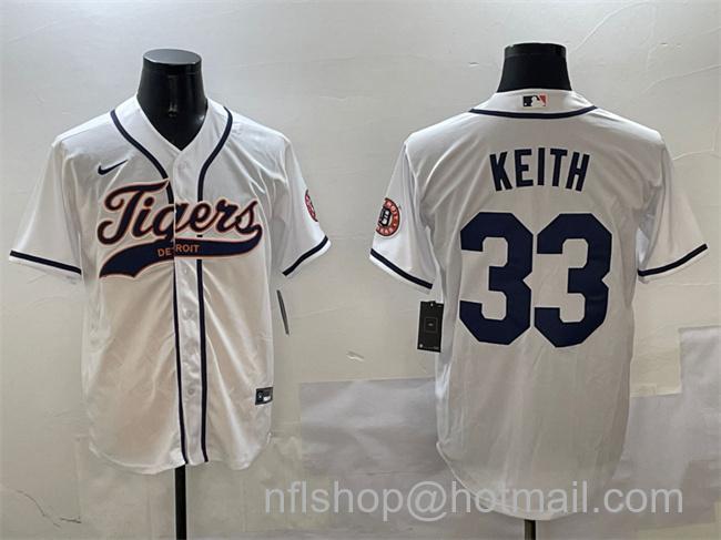 Men's Detroit Tigers #33 Colt Keith White With Patch Cool Base Stitched Baseball Jersey